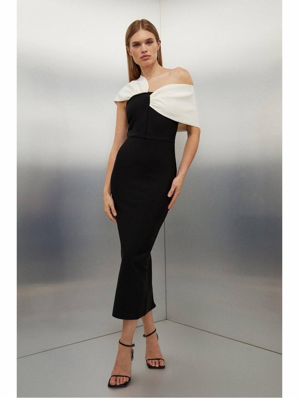 NWT Karen Millen Figure Form Bandage Asymmetric Strap Knit Midi Dress Size Small